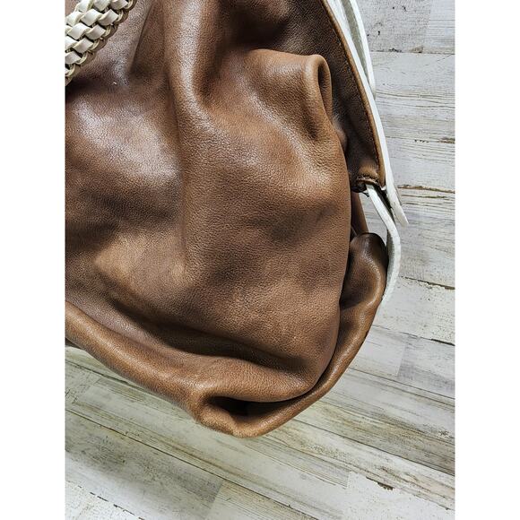 Gryson Olivia Brown "Skye" Made In Italy Two Toned Leather Satchel Bag - Picture 12 of 16